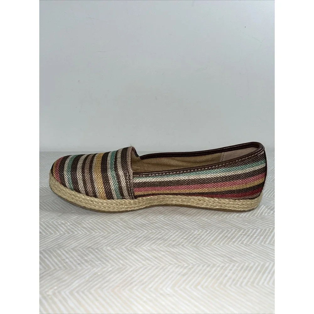 BOC Born Womens Franki Espadrille Flats Sz 6M Striped Slip On Shoes Comfort 90's